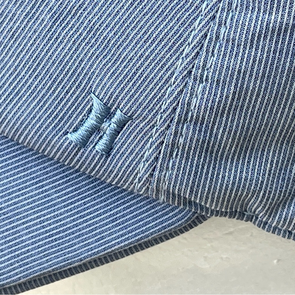 Hermes micro pinstripe cap, silver snaps, covered button,cotton, blue/white, 58 - Picture 7 of 15